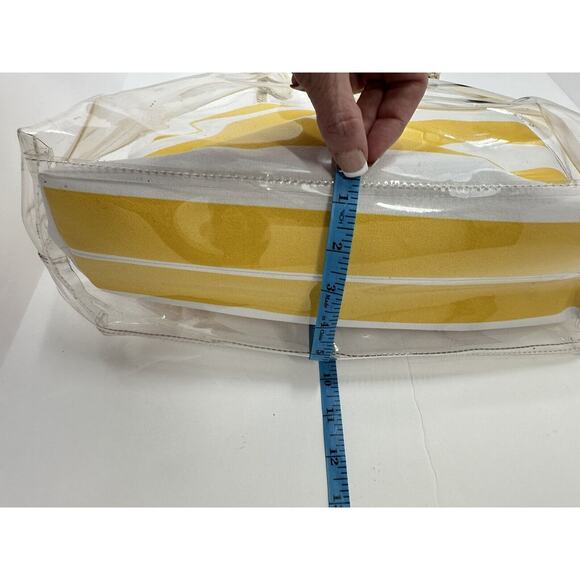 J. McLaughlin Clear Yellow White Stripe Rope Handle Harper Handbag - Picture 13 of 16
